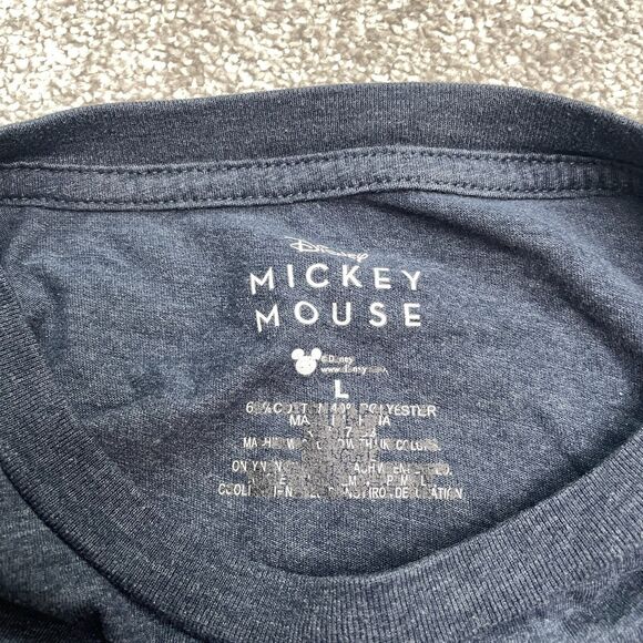 Disney Mickey Mouse Graphic T-Shirt Men Large Blue Long Sleeve Casual Tee - Picture 6 of 10